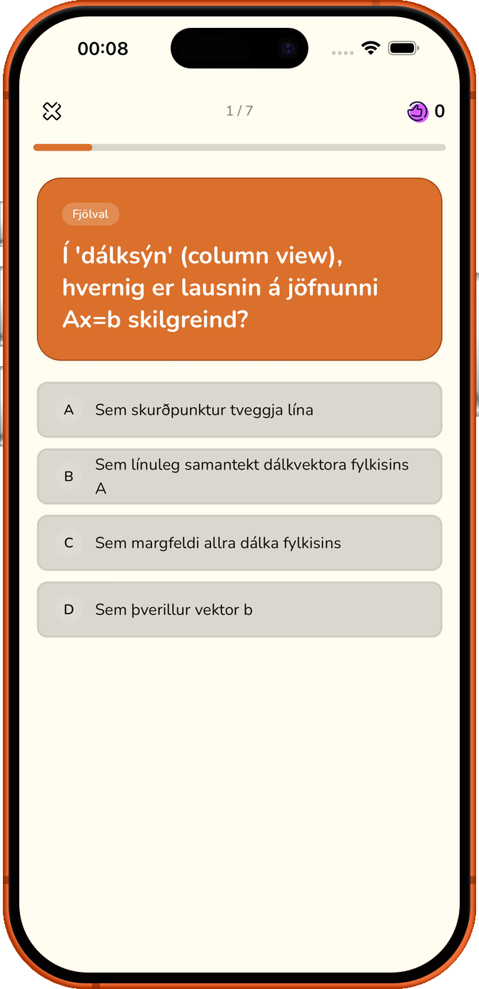 A+ Áður
Prófadagur